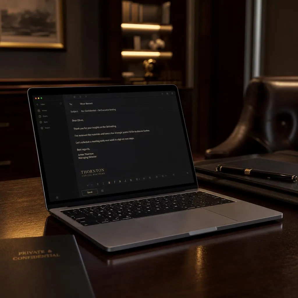Geschäftliche Alibi-E-Mail auf Laptop
