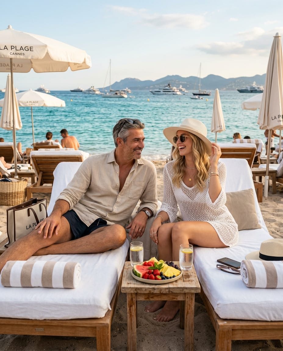 Beachclub in Cannes zu zweit — Girlfriend Experience Reisebegleitung